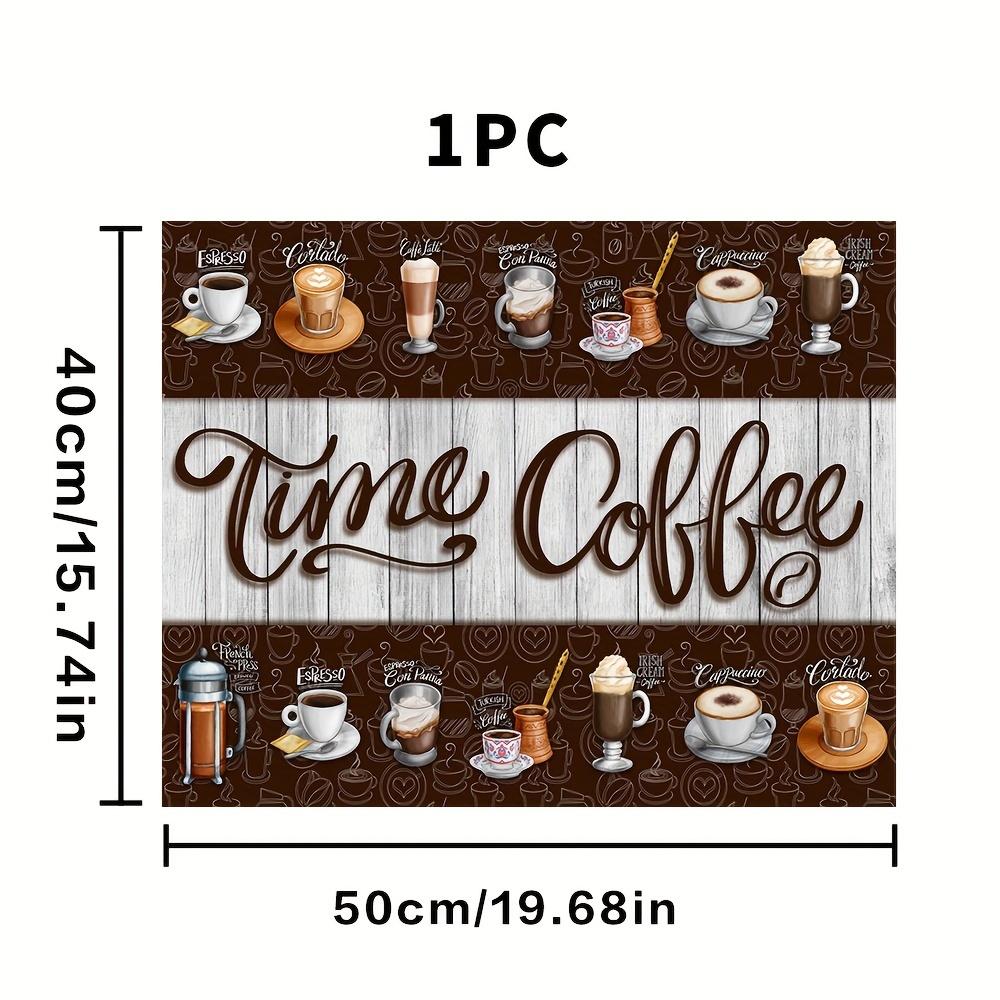Vintage Espresso-Themed Absorbent Drying Mat - Non-Slip, Easy-Clean Polyester for Coffee Bars & Kitchen Decor, 1pc