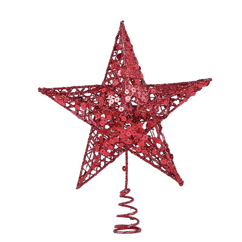 Christmas Pentagram Iron Ornament Tree Top Star Sequin Stand Pentagram Christmas Decoration Supplies