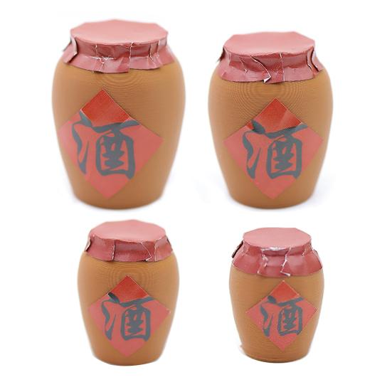 Miniature Liquor Jar Chinese Style Mini Decorative Wine Jar Model Toy DIY 1/12 Dollhouse Kitchen Dining Room Table Decoration Accessories