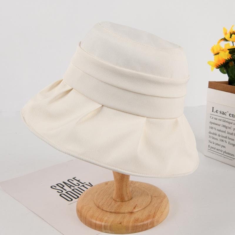 Bucket Hat Women'S Spring And Summer Sun Protection Sun Hat Pleated Small Brim Sun Hat Outdoor Travel Small Fresh Foldable