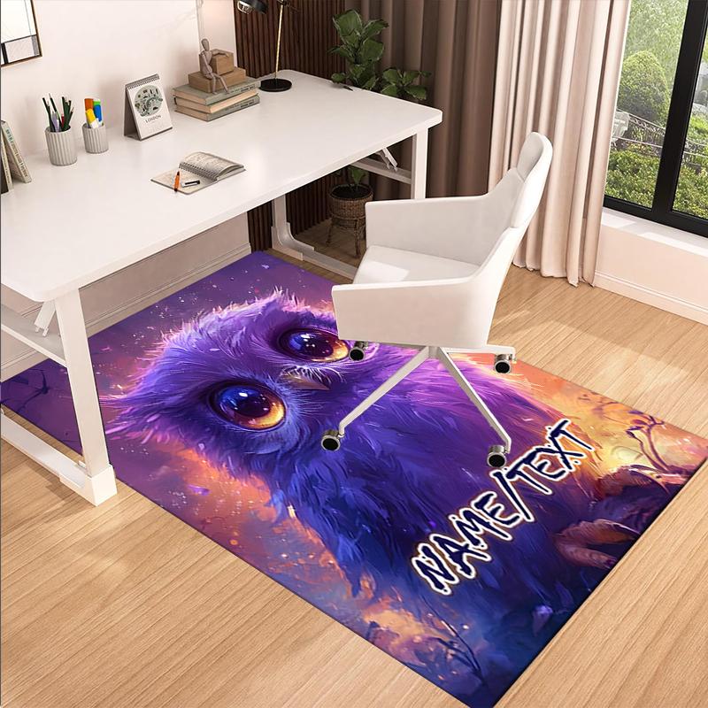 1PC Custom Name Purple Owl Fantasy Theme Floor Mat Ideal for Living Room, Game Rooms, Office, Bedroom,Floor Mat Playful Design