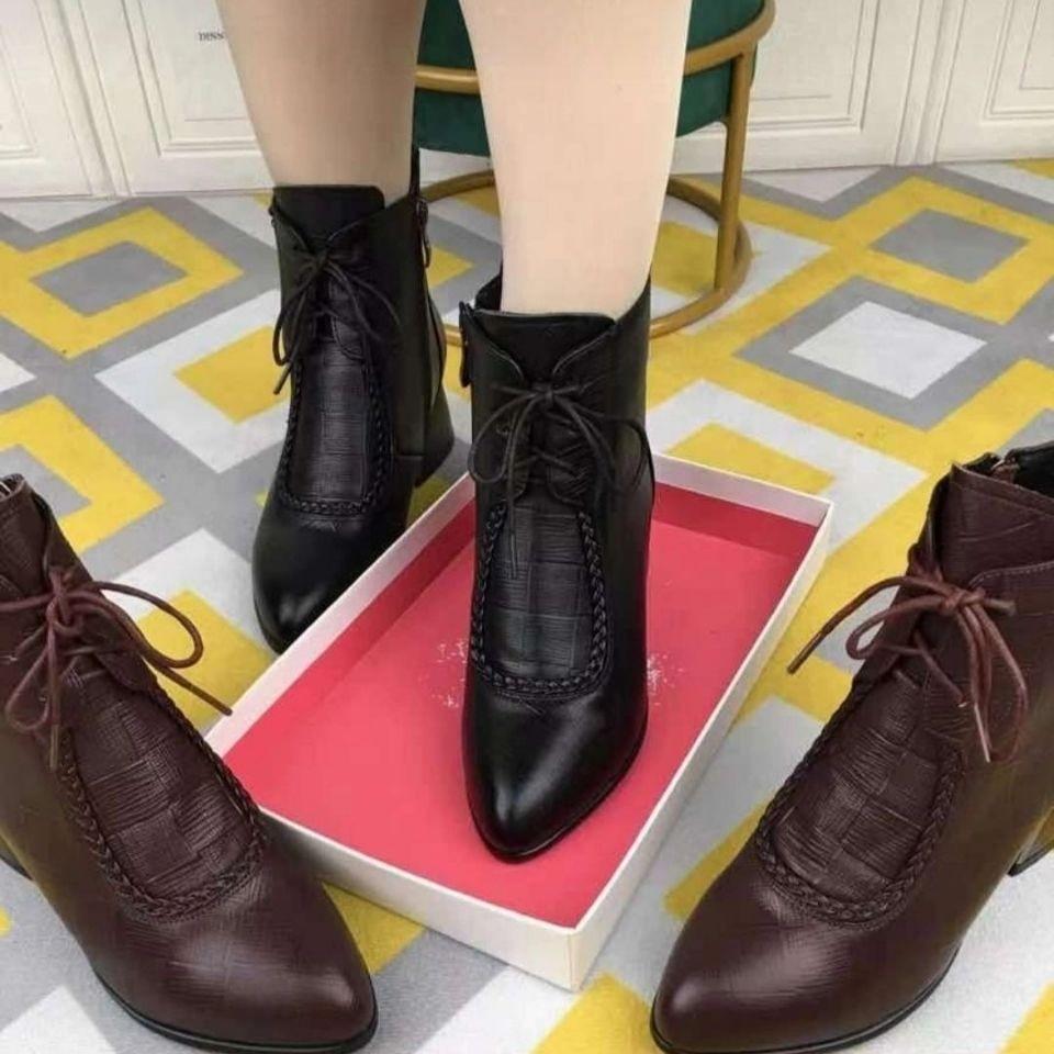 2024 Dame Støvletter Høst Vinter Nye Spisse Korte Støvletter Dame Tykkhæl Støvletter Dame Mote Glidelås Ankelstøvletter Zapatos Mujer