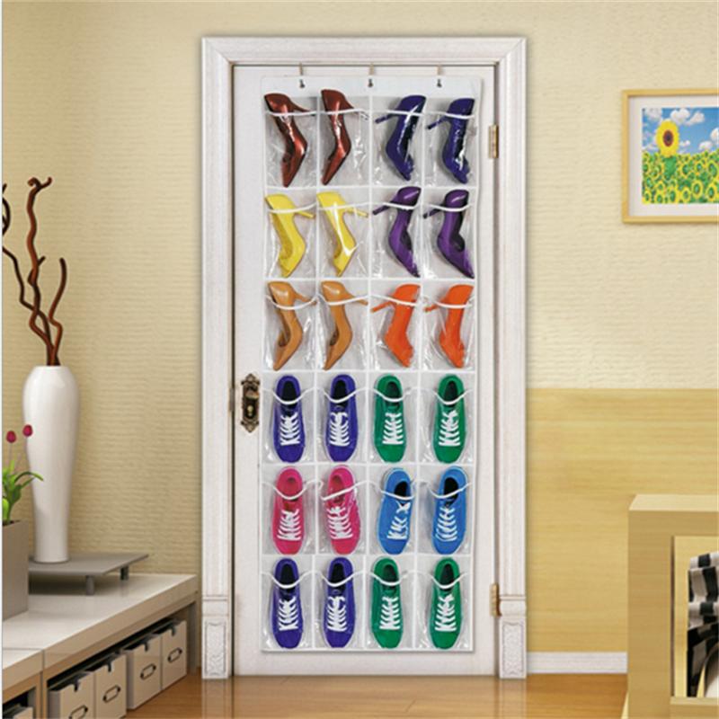 24 Pockets Shoes Organizer Rack Hanging Organizers Space Saver Hanging Over The Door Behind Closet Organizer Storage Hanger