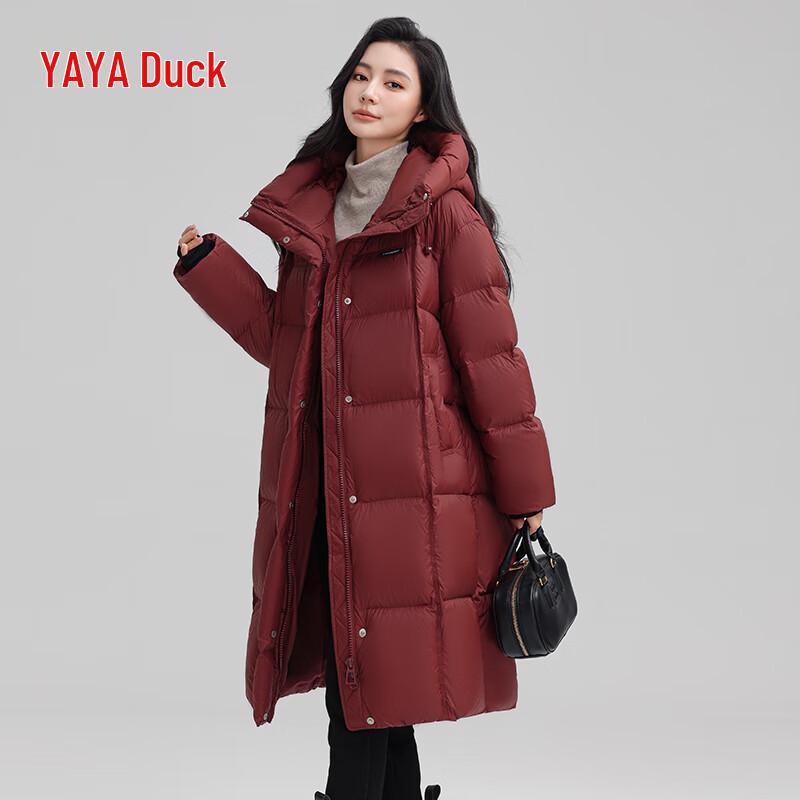 YAYA Women's 2025 Long Hooded Thickened Down Parka