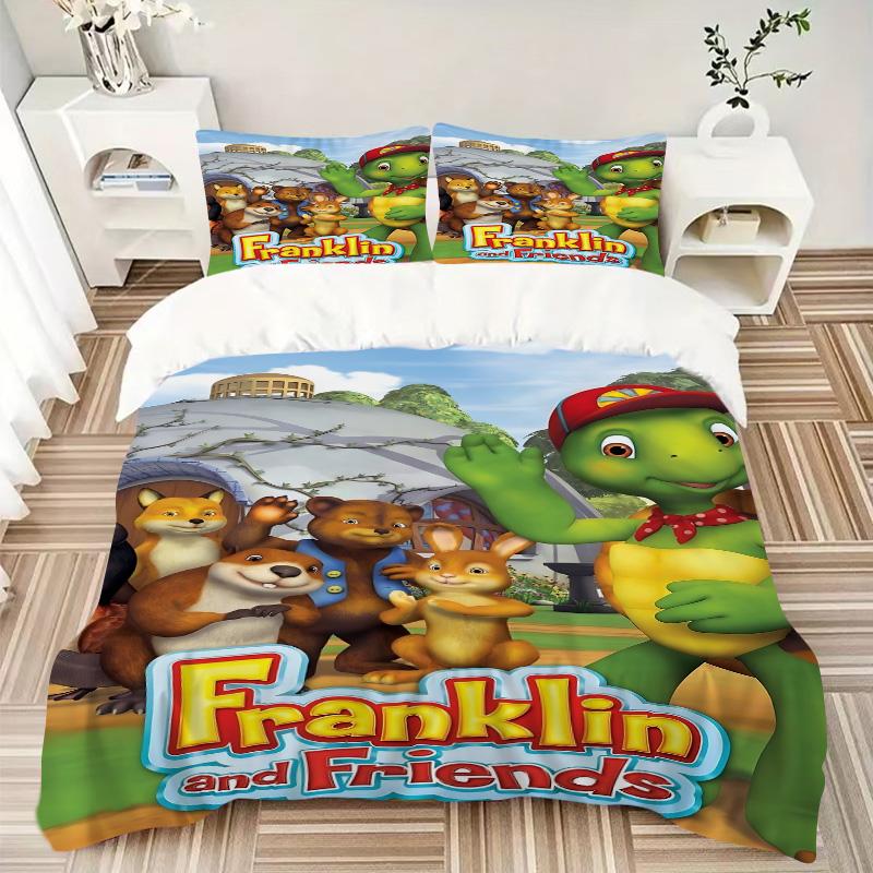 Franklin Friends Print 3Pcs Bedding Set,Duvet Cover with 2 Bedro,Pillowcase Home Birthday Gift