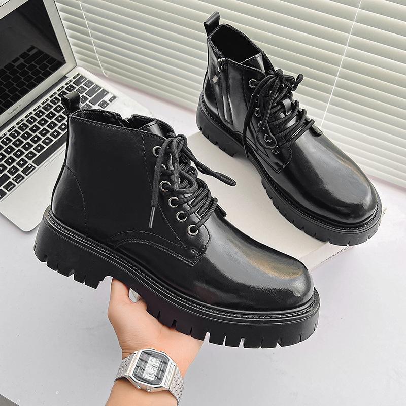 

Trendy brand high-top Martin boots men s zipper youth British fashion trend thick-soled casual tooling boots 6896-J 38 чёрный