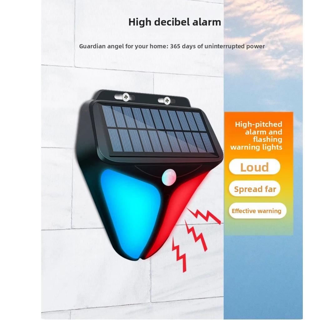Solar LED Security Alarm Light PIR Motion Sensor Waterproof Outdoor Warning Lamp for Farm, Pond, Home, Yard, Warehouse and Villa