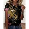 Summer Round Neck Cute Animal Pattern 3D Print Top Fashionable Casual Short Sleeved Women's T-shirts