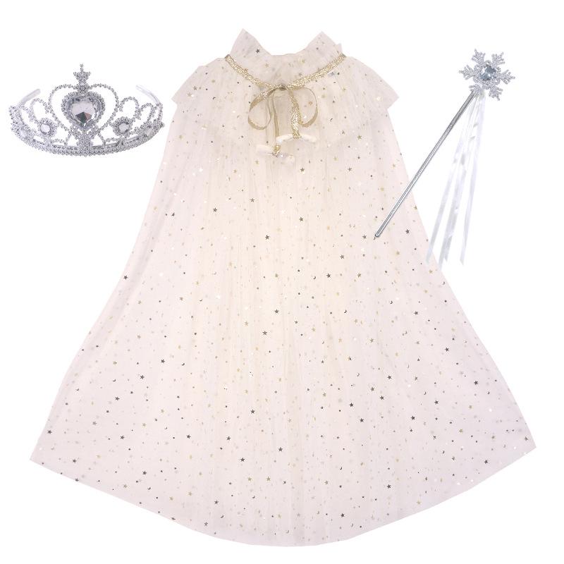 Girls' Elsa Princess Frozen Crown Set with Sequined Cape Shawl