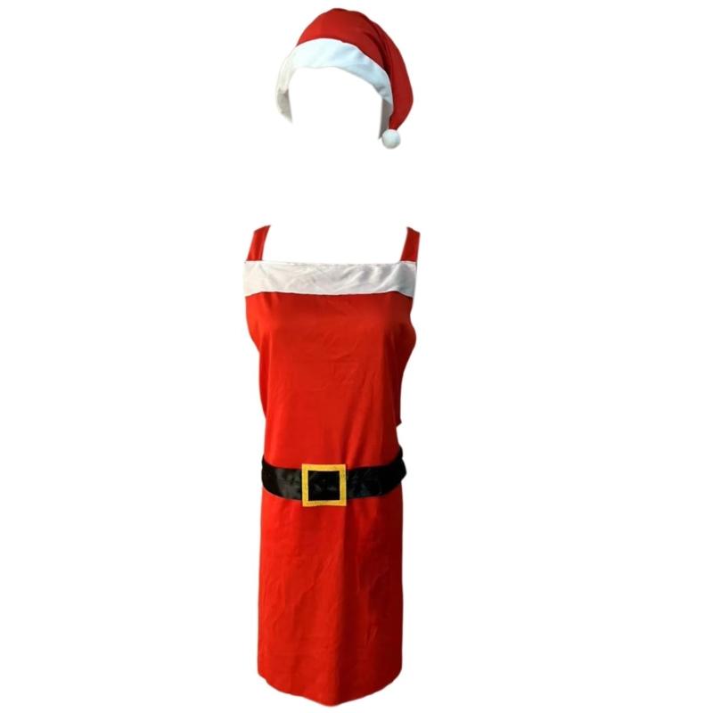 Elf Apron Cooking Aprons Kitchen Apron Christmas Apron and Hat Set Waitress Apron Christmas Elf Hat for Women Man
