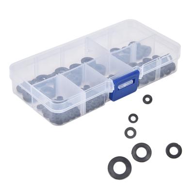 250Pcs Nylon Washers Black Flat Washer Assortment Kit Sealing Spacer Gasket for Household M2‑M6 Ring Washers Set