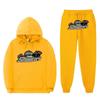 Conjunto Casual de Moletom Esportivo para Homens e Mulheres Estilo Trapstar Estampa de Tigre Preto Vermelho Moletom Calça Jogger