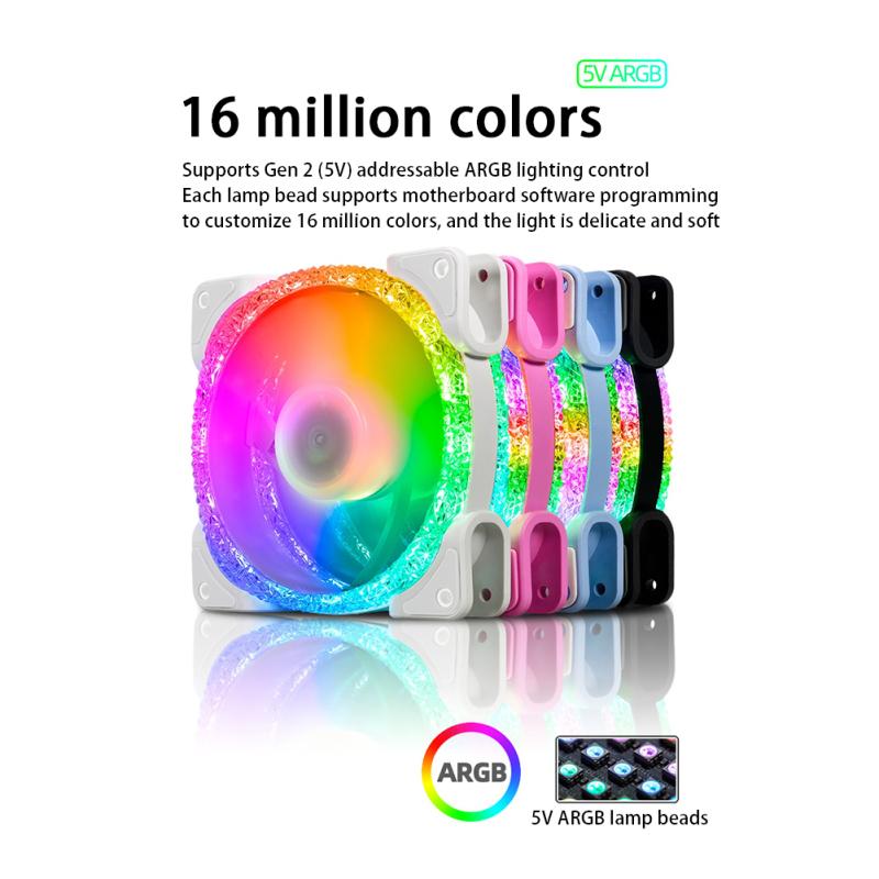 Argb Cpu Cooler Fan Colorful Radiator 12cm Pwm Temperature Control Synchronous Cooling Fan For