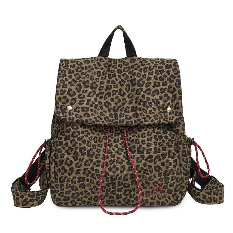 

2025 Trendy Retro Leopard Print Canvas Backpack - Large Capacity & Versatile леопардовий/коричневий
