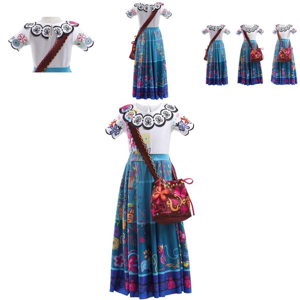 2022 New Arrival Magical House Isabelle Series Children's Princess Dress Cosplay Floral Pattern Ideal For Summer Spring And Autumn