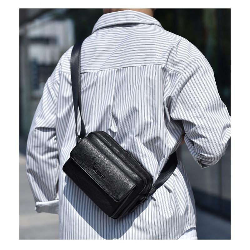 Bolso de Hombro para Hombre Gran Capacidad PU Portátil Cruzado Antisalpicaduras Función Negocios Ocio