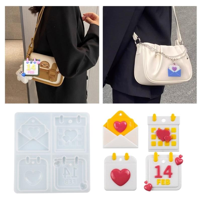 Flexible Pendant Mold Crafts Molds Valentines Day Series Keychain Mould Silicone Material Gift for DIY Hand Making Lover