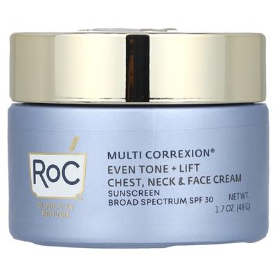 RoC, Multi Correxion®, גוון עור אחיד + מתיחה, קרם לחזה, צוואר ופנים, מקדם הגנה 30, 48 גרם (1.7 אונקיות)