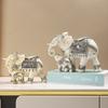 Elephant Resin Statue With Imitation Wood Finish For Office Decor Gifts And