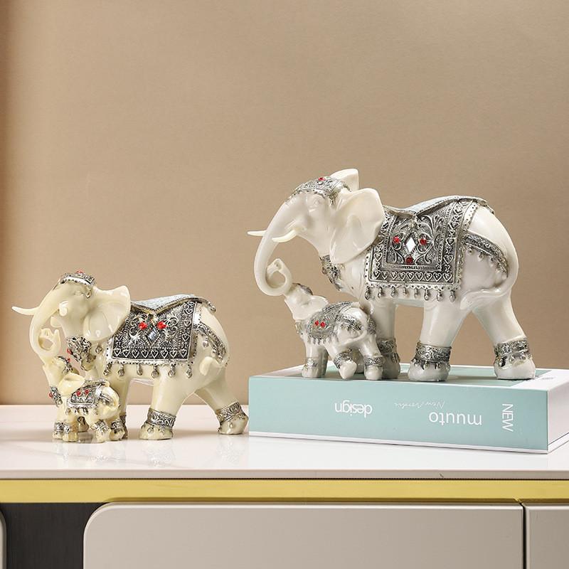 Elephant Resin Statue With Imitation Wood Finish For Office Decor Gifts And