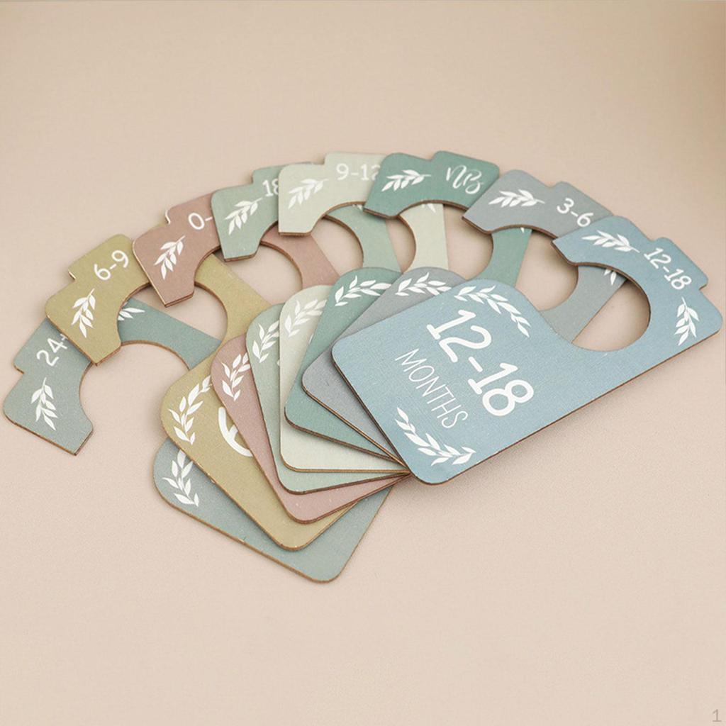 8Pcs Closet Dividers Double Sided Size Labels Wood Adorable Nursery Organization Hanging Wardrobe