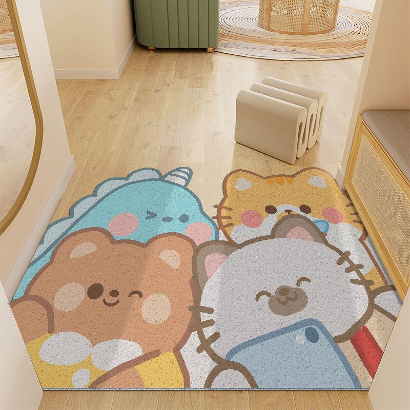 Cute Animal Entrance Door Rubbing Soil Foot Pad Waterproof Non-Slip Silk Ring Floor Mat Household Living Room Bathroom Door Mat