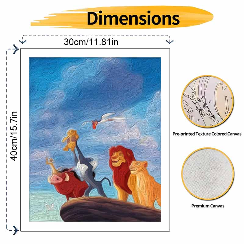 Disney The Lion King Oil Paint by Numbers Painting Kit Hand Painted Home Decor Gift