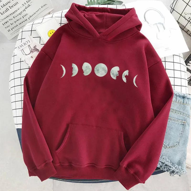 

Sweatshirt Purple Long Sleeve Hooded Autumn Harajuku Warm Pullover Women s Anime Hoodies Moon Printing Hooded 3XL