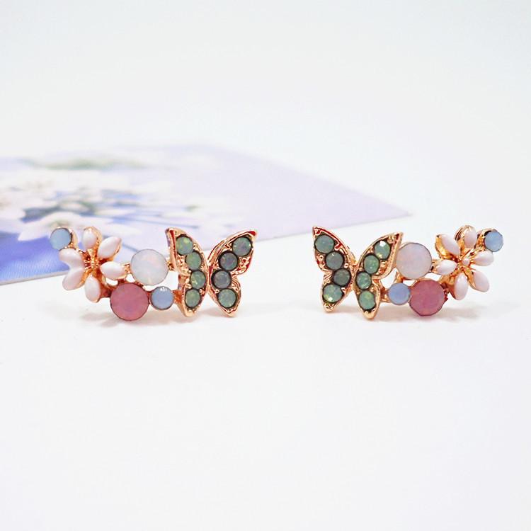 Korean Style Exquisite Butterfly & Flower S925 Silver Stud Earrings - Cute for Students & Trendy Online