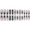 Hot-selling cross-border long water pipe press on nails, black smudge gradient with rhinestones. 24pcs fake nails for overseas wholesale.