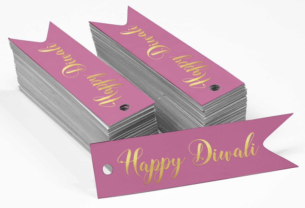 Inkdotpot Pack Of 100 Happy Diwali Favor Paper Tags Craft Real Gold Foil Hang