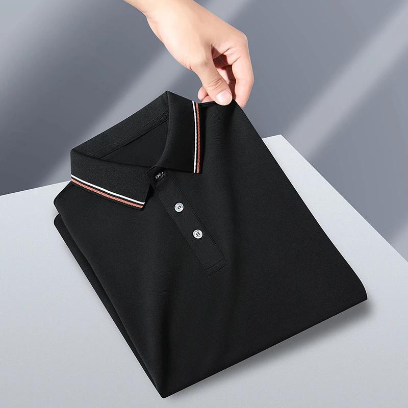 New Men's Business Casual Short Sleeved Shirt Solid Color Polo Shirt Fashionable Breathable Comfortable Versatile Top
