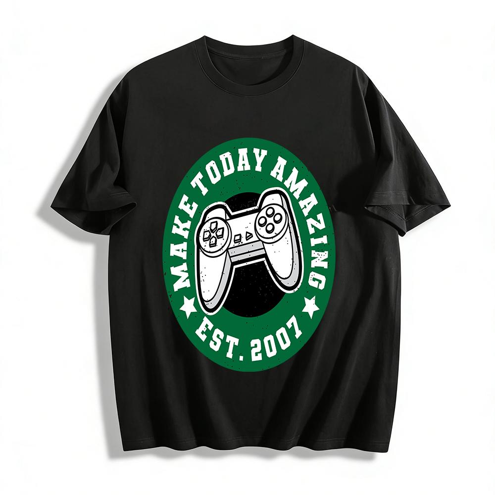 Vintage Game Controller Print Tee Est 2007 Make Today Amazing Pure cotton T-shirt XXS