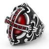 Vintage Ring Stainless Steel Ring Red Diamond Cast Men's Ring