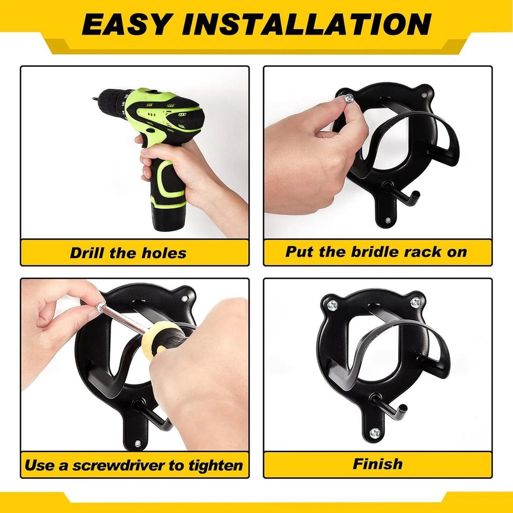 Horse Bridle Rack Bridle Bracket Bridle Hooks Horse Tack Storage Halter Hanger Metal Bridle Holder with Tubes and Screw for Barn