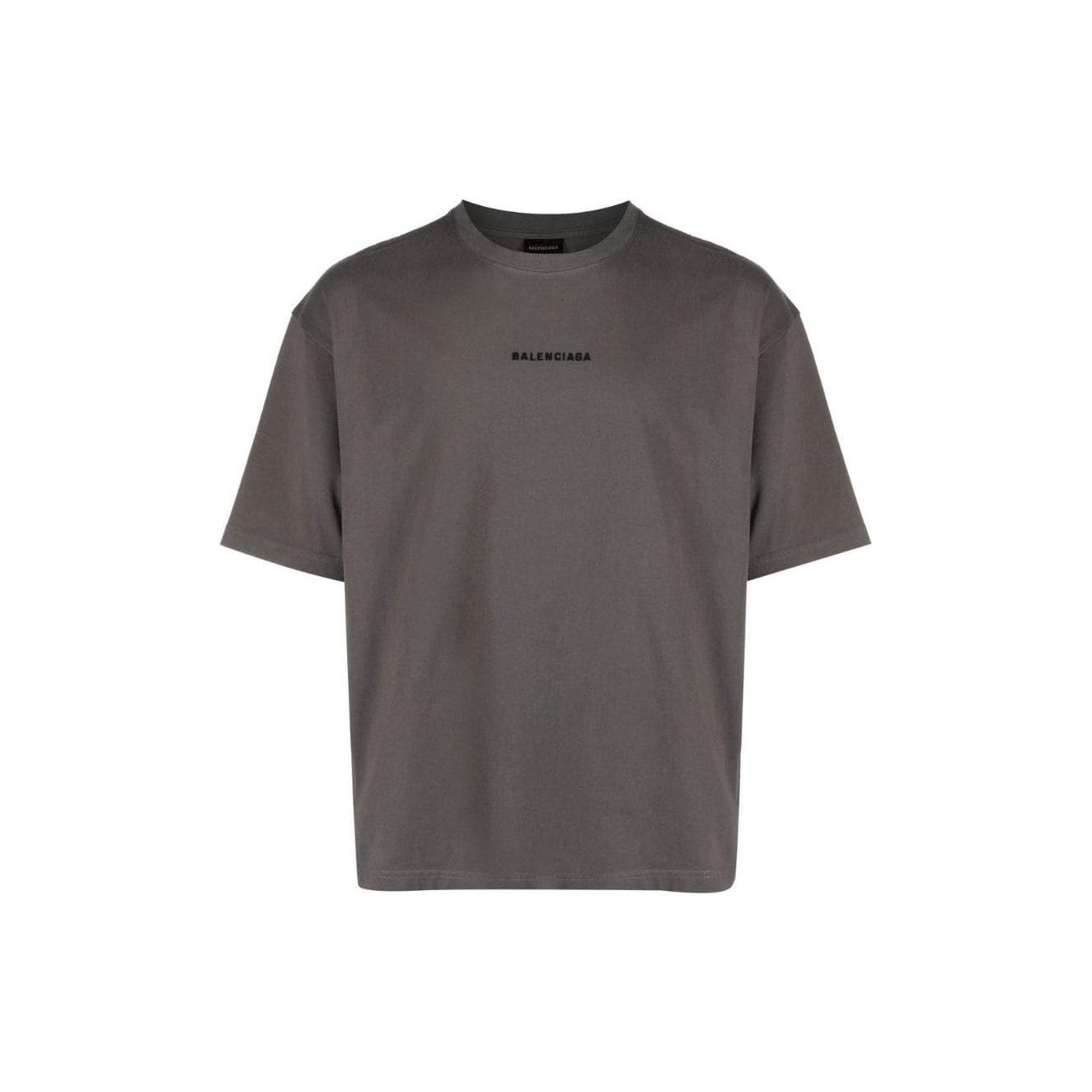 Balenciaga Embroidered-Logo Cotton T-shirt `Grey` Men`s