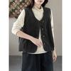 Dimanaf 2025 New Corduroy Jacket Vest Autumn Short Sleeveless Retro Coat Buttons Women Solid