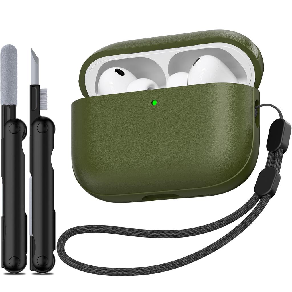 Soft TPU Case for Airpods Pro 3 New Leather Texture Protective Shockproof Case with Lanyard and Cleaning Kit For Airpods Pro 3