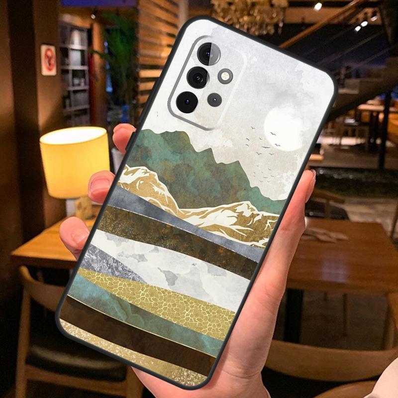 Gold Landscape Painting Case For Samsung Galaxy A56 A36 A54 A34 A14 A06 A16 A26 A12 A32 A52 A13 A33 A53 A15 A35 A55