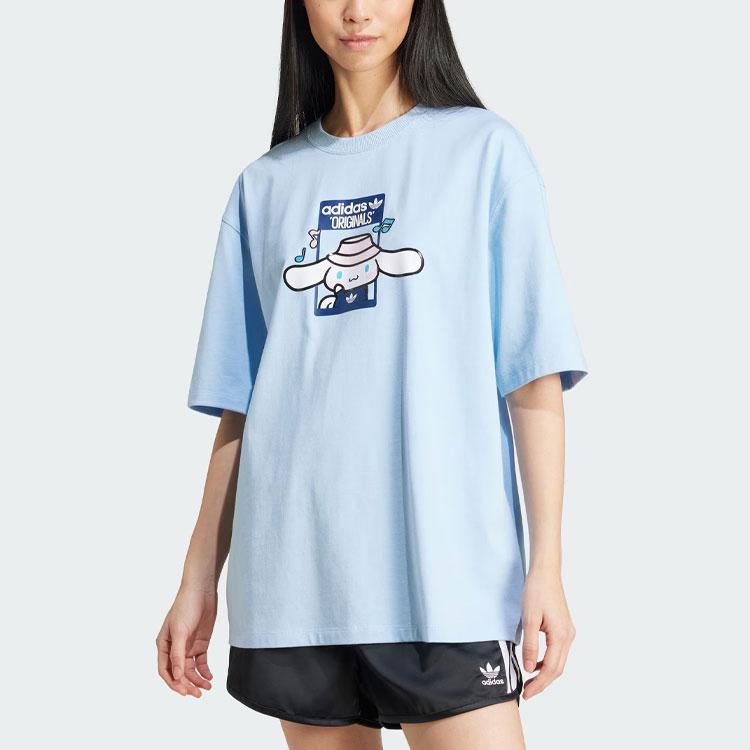 Adidas Originals Cinnamoroll T-Shirt mit Cartoon-Print Damen Oberteile Rosa Blau JF8314