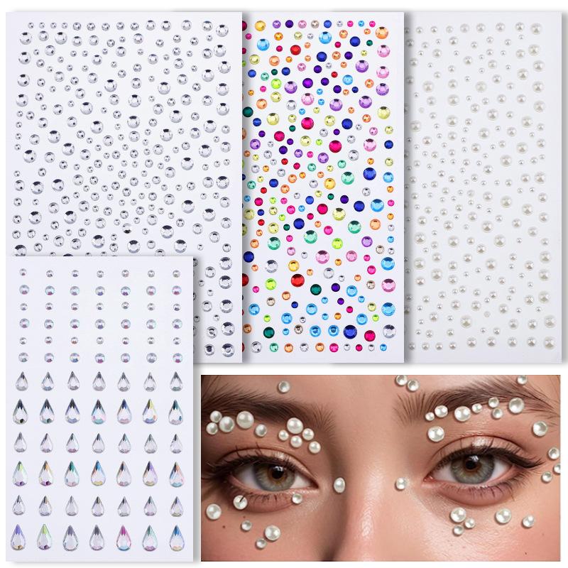 Combination Face Diamond Laser Colorful Diamond Sticker Face Tear Diamond Eyebrow Sticker Star Moon Nail Art Jewelry
