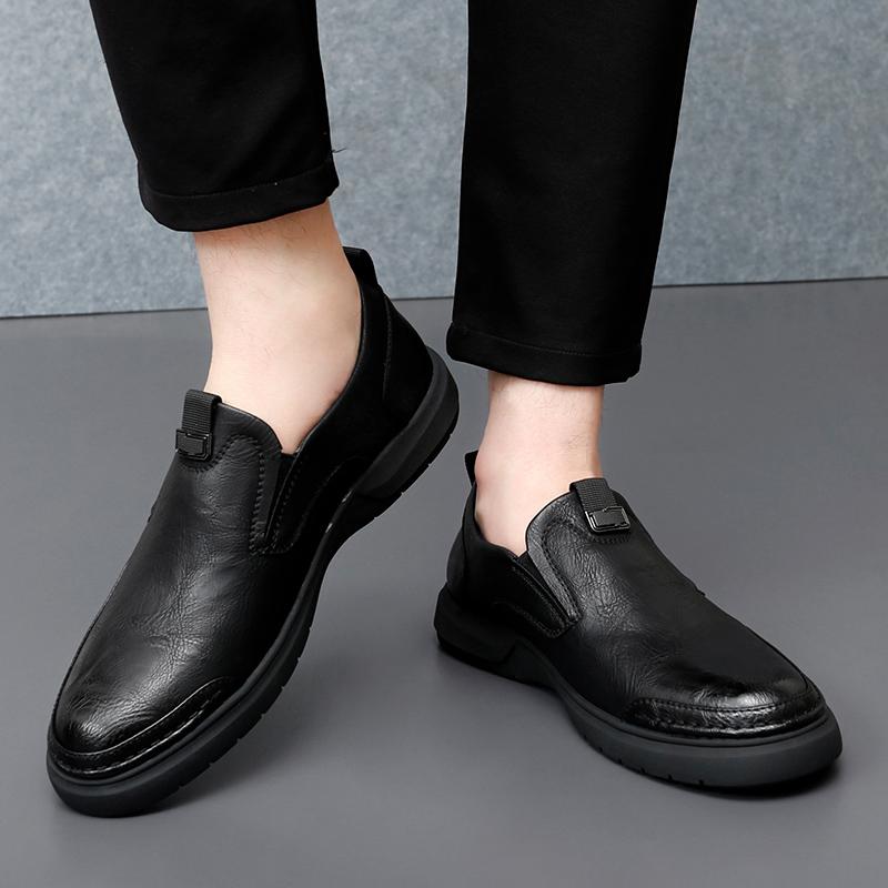 Fashion Casual Shoes for Men Business Leather Loafers Classic Breathable Solid Colors Soft Flats Comfort Fashion Slip On Loafers Shoes