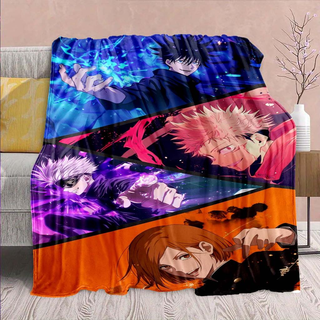 Couverture Flanelle Anime Jujutsu Kaisen - Douce Chaude Parfaite pour Canapé, Literie Camping Voyage Bureau Décoration Maison