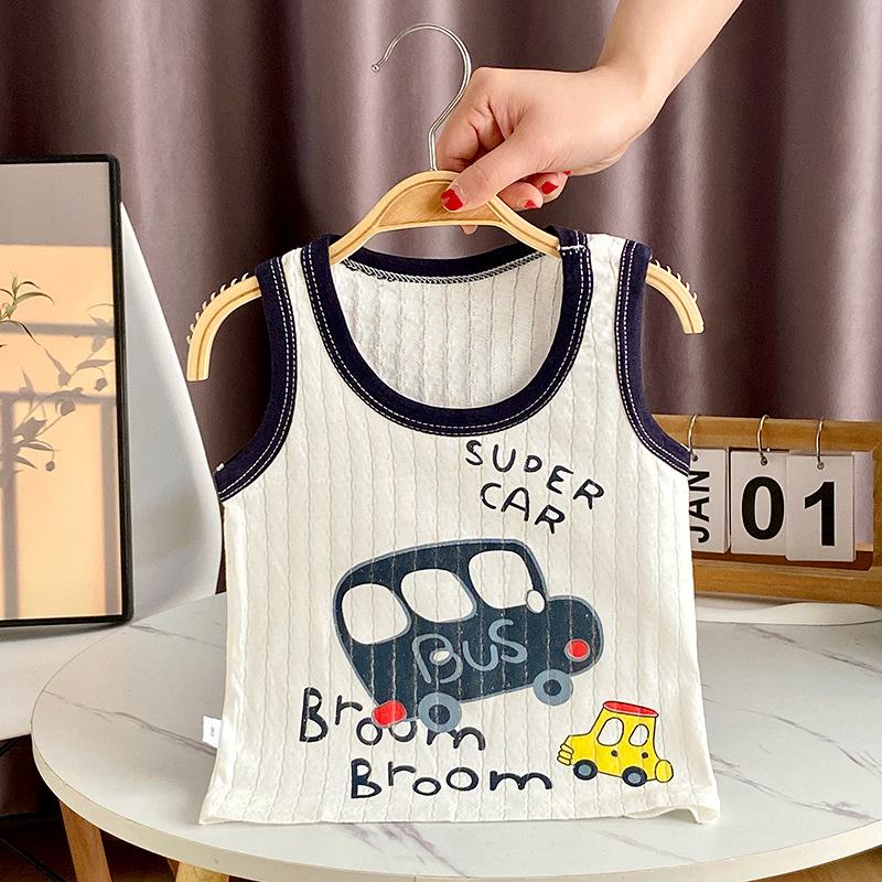 Children's Pure Cotton Vest Cartoon Girls' Summer Thin Suspender Boys' Pure Cotton Vest Baby Sleeveless Backing Vest