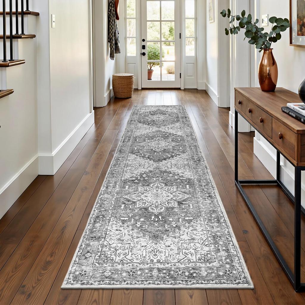 Vintage Persian Floral Runner Rug Soft Non-Slip Hallway Carpet Bohemian Oriental Print Area Rug for Kitchen Bedroom Hallway