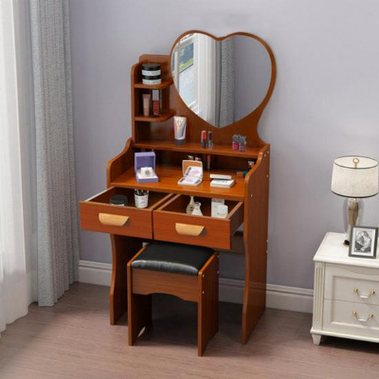 Compact Modern Makeup Dressing Table with Sliding Mirror and Integrated Storage