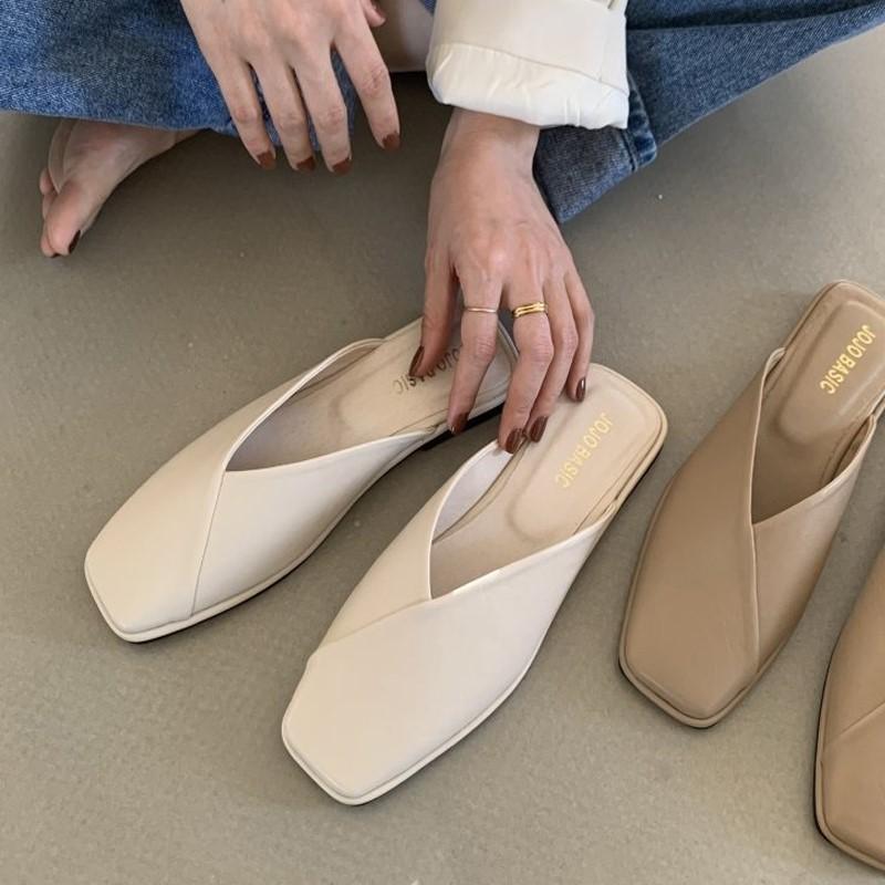 Women's Flats Sandals Fashion Summer Outdoor Soft Bottom Mules Casual Square Toe Shoes Lady Comfy House Slippers