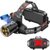 USB Rechargeable LED Headlamp with 5 Main LED 4 Digital High Powerful LED Headlamp with Helmet Lamp with Replaceable Large Capacity Ideal for Night
