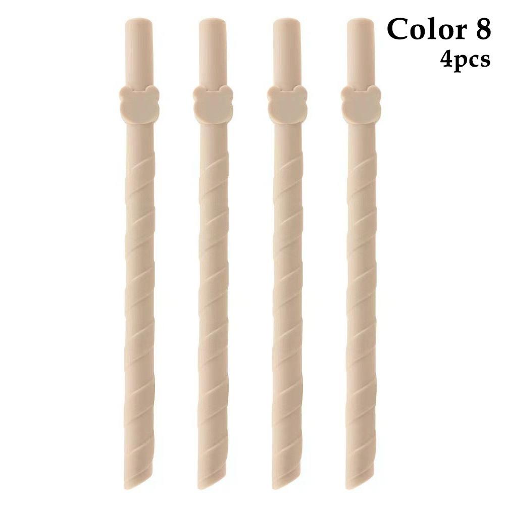 4Pcs Children's Milk Tea Straight Straws Food Grade Reusable Straws Creative Silicone Straws