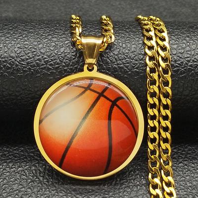 HNSP 316L Edelstahl 3D Basketball Anhänger Halskette Für Männer Jungen Geschenk
